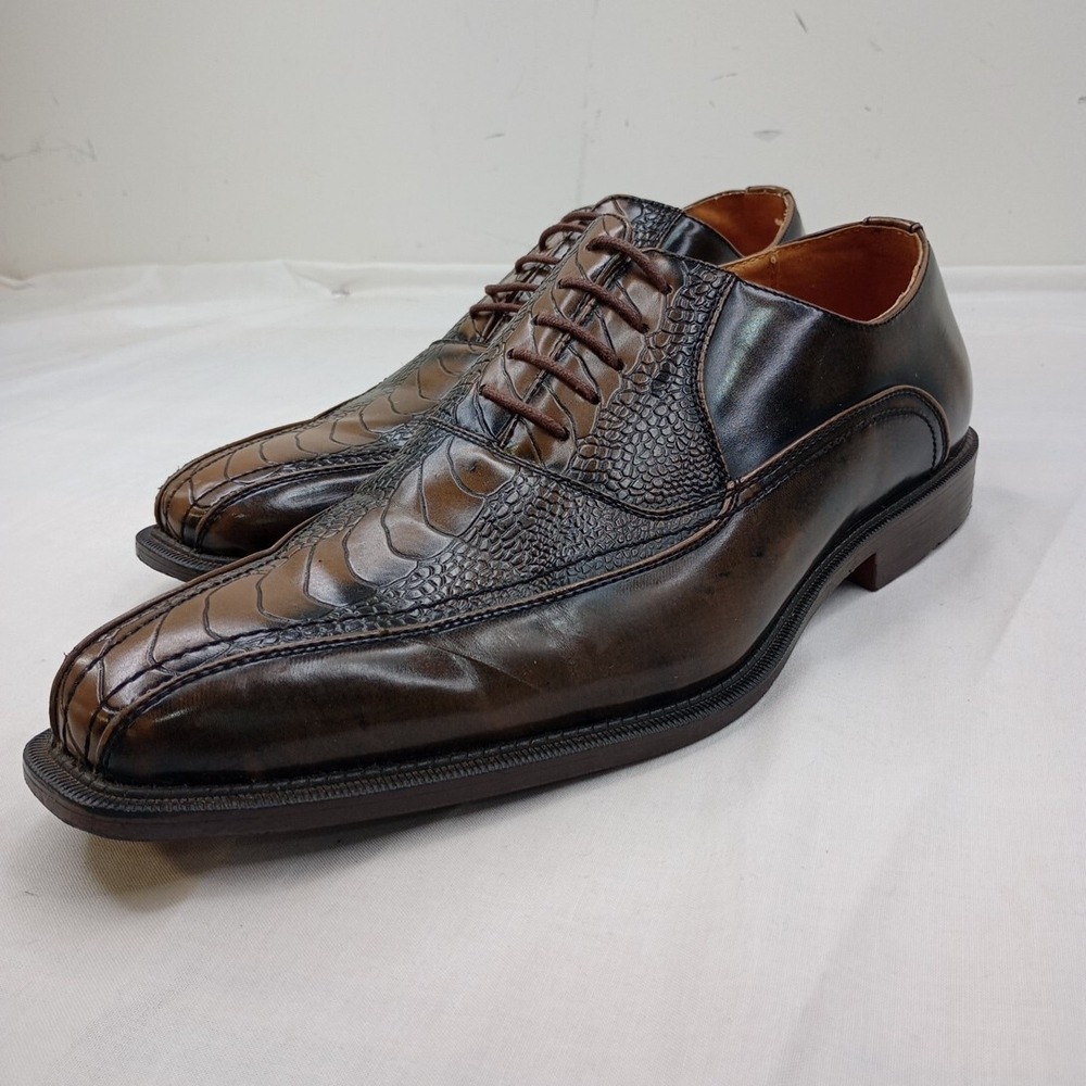 Antonio Cerrelli Men's 6424 Faux Leather Lace Up Dress Size 12 Shoes Brown Taupe